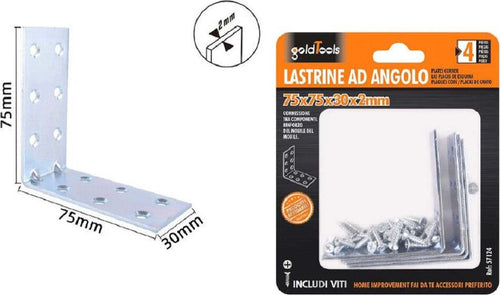 Set 4 Pz Lastrine Lastrina Ad Angolo Angolare 75x75x30x2mm Con Viti Mobili 57124 Fai da te/Ferramenta/Chiodi viti ed elementi di fissaggio/Staffa Trade Shop italia - Napoli, Commerciovirtuoso.it