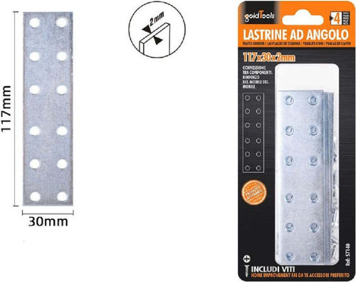 Set 4 Pz Lastrine Lastrina Piastra Di Giunzione 117x30x2mm Con Viti Mobili 57140 Fai da te/Ferramenta/Chiodi viti ed elementi di fissaggio/Staffa Trade Shop italia - Napoli, Commerciovirtuoso.it
