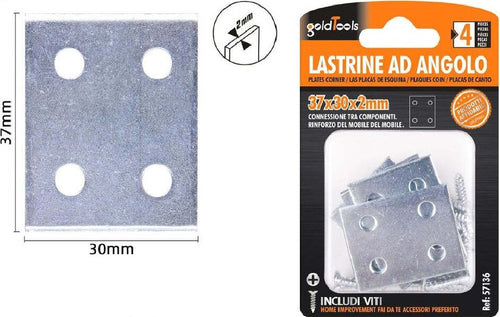 Set 4 Pz Lastrine Lastrina Piastra Di Giunzione 37x30x2mm Con Viti Mobili 57136 Fai da te/Ferramenta/Chiodi viti ed elementi di fissaggio/Staffa Trade Shop italia - Napoli, Commerciovirtuoso.it