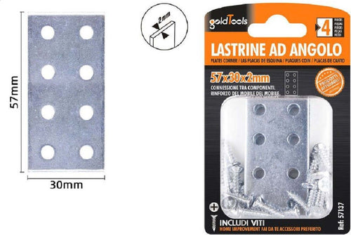 Set 4 Pz Lastrine Lastrina Piastra Di Giunzione 57x30x2 Mm Con Viti Mobili 57137 Fai da te/Ferramenta/Chiodi viti ed elementi di fissaggio/Staffa Trade Shop italia - Napoli, Commerciovirtuoso.it