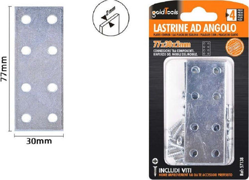 Set 4 Pz Lastrine Lastrina Piastra Di Giunzione 77x30x2 Mm Con Viti Mobili 57138 Fai da te/Ferramenta/Chiodi viti ed elementi di fissaggio/Staffa Trade Shop italia - Napoli, Commerciovirtuoso.it