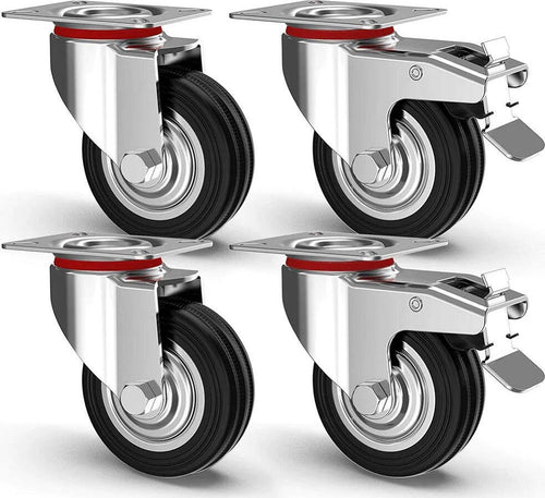 Set 4 Ruote Piroettanti Per Carichi Pesanti Girevole 360? Con Freno 125x80x100mm Fai da te/Prodotti per la costruzione/Prodotti per il trasporto materiali/Rotelle industriali/Rotelle piatte Trade Shop italia - Napoli, Commerciovirtuoso.it