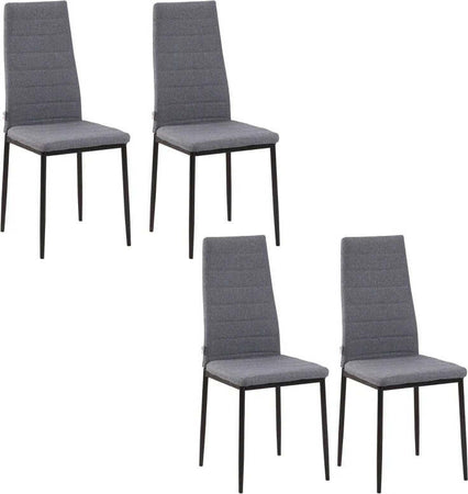 Set-4-Sedie-Imbottite-per-Soggiorno-o-Sala-da-Pranzo,-Sedie-da-Cucina-Moderne,-in-Metallo-e-Tessuto-Grigio-RF9835-483V01GYFR9
