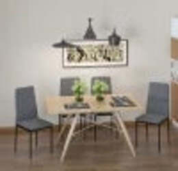 Set-4-Sedie-Imbottite-per-Soggiorno-o-Sala-da-Pranzo,-Sedie-da-Cucina-Moderne,-in-Metallo-e-Tessuto-Grigio-RF9835-483V01GYFR9