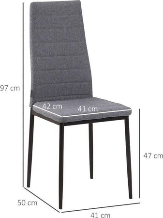 Set-4-Sedie-Imbottite-per-Soggiorno-o-Sala-da-Pranzo,-Sedie-da-Cucina-Moderne,-in-Metallo-e-Tessuto-Grigio-RF9835-483V01GYFR9