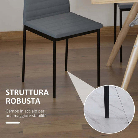 Set-4-Sedie-Imbottite-per-Soggiorno-o-Sala-da-Pranzo,-Sedie-da-Cucina-Moderne,-in-Metallo-e-Tessuto-Grigio-RF9835-483V01GYFR9