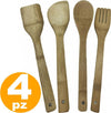 Set-4-Utensili-Da-Cucina-In-Bamboo-Legno-Mestolo-Forchettone-Forchetta-Spatola
