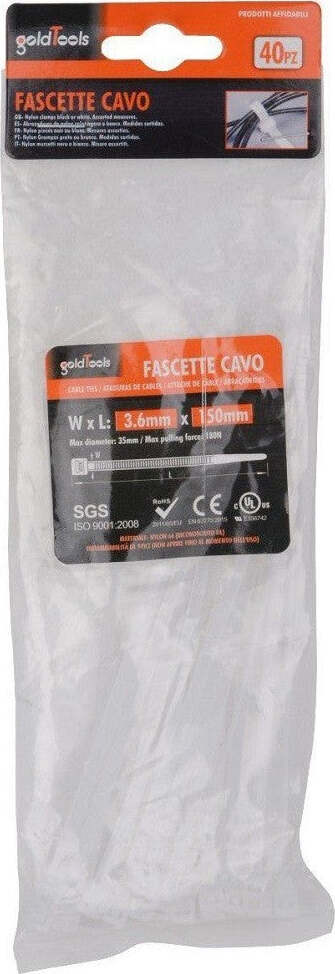 Set 40 Pz Fascette Cavi Cavo Bianco Stringenti In Plastica Nylon 3.6x150mm 92365 Fai da te/Materiale elettrico/Gestione del cavo/Stringicavi Trade Shop italia - Napoli, Commerciovirtuoso.it