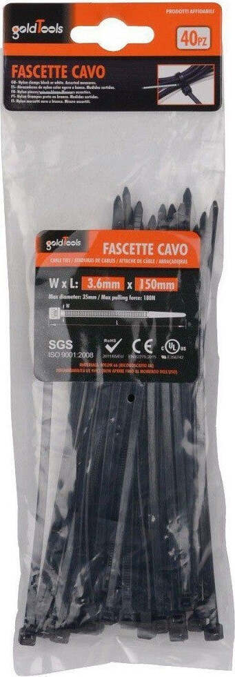 Set 40 Pz Fascette Cavi Cavo Nero Stringenti In Plastica Nylon 3.6x150 Mm 92380 Fai da te/Materiale elettrico/Gestione del cavo/Stringicavi Trade Shop italia - Napoli, Commerciovirtuoso.it