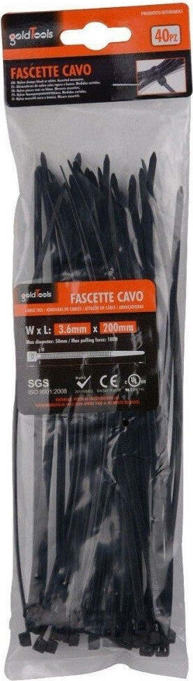 Set 40 Pz Fascette Cavi Cavo Nero Stringenti In Plastica Nylon 3.6x200 Mm 92381 Fai da te/Materiale elettrico/Gestione del cavo/Stringicavi Trade Shop italia - Napoli, Commerciovirtuoso.it
