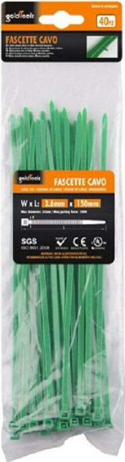 Set 40 Pz Fascette Cavi Cavo Verde Stringenti In Plastica Nylon 3.6x150mm 92394 Fai da te/Materiale elettrico/Gestione del cavo/Stringicavi Trade Shop italia - Napoli, Commerciovirtuoso.it