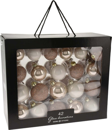 Set 42 Palline miste per albero di natale in vetro Beige Tinta Unita Casa e cucina/Decorazioni per interni/Addobbi e decorazioni per ricorrenze/Decorazioni natalizie/Addobbi e decorazioni/Palle e palline MagiediNatale.it - Altamura, Commerciovirtuoso.it