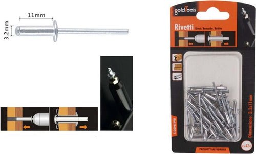 Set 42pz Rivetti Rivetto 3.2x11mm Accessori Bricolage Ferramenta Fai Da Te 94951 Fai da te/Ferramenta/Chiodi viti ed elementi di fissaggio/Rivetti/Rivetti pieni Trade Shop italia - Napoli, Commerciovirtuoso.it
