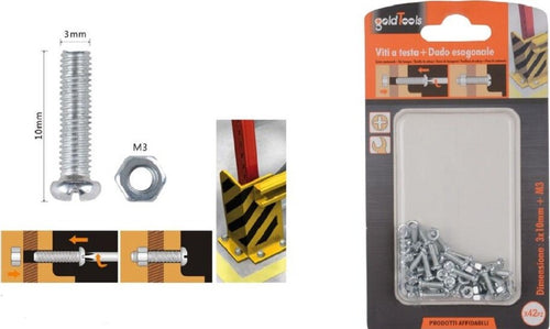 Set 42pz Viti Vite Testa A Croce Tonda 3 X 10mm Con Dadi Dado Esagonale M3 90951 Fai da te/Ferramenta/Chiodi viti ed elementi di fissaggio/Viti/Viti a spalla Trade Shop italia - Napoli, Commerciovirtuoso.it