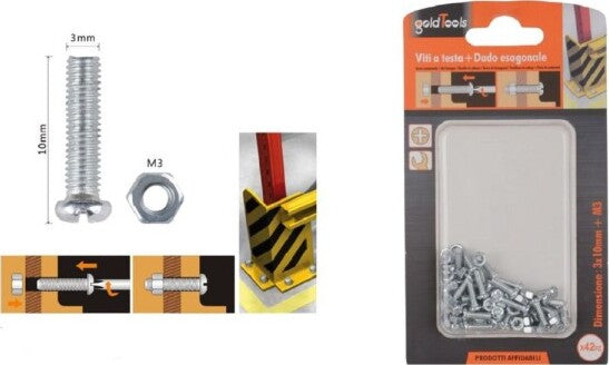 Set-42pz-Viti-Vite-Testa-A-Croce-Tonda-3-X-10mm-Con-Dadi-Dado-Esagonale-M3-90951