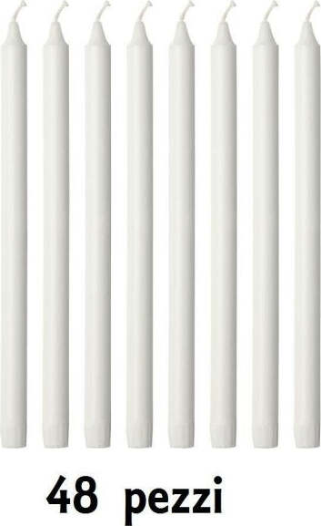 Set-48-Pezzi-Candele-Bianche-Lunghezza-19cm-In-Cera-Non-Profumate-Per-Candeliere