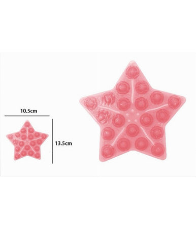 Set 4pezzi Tappetini Antiscivolo Rosso Stella Per Doccia Vasca Con Ventosa 69932