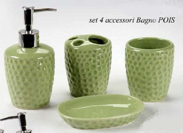 Set 4pz Accessori Bagno Dosatore Porta Sapone Spazzolino In Ceramica Pois 616280 Casa e cucina/Bagno/Accessori per il bagno/Dosatori e porta accessori/Portasapone Trade Shop italia - Napoli, Commerciovirtuoso.it
