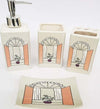 Set-4pz-Bagno-Fango-Finestra-Flower-Ceramica-Dispenser-Sapone-Porta-Saponetta-Bicchiere-Spazzolini