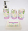 Set 4pz Bagno Strisce Lilla Floreale Ceramica Dispenser Sapone Bicchiere Spazzolini Casa e cucina/Bagno/Accessori per il bagno/Set di accessori per il bagno Trade Shop italia - Napoli, Commerciovirtuoso.it