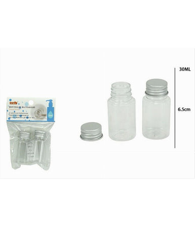 Set 4pz Bottiglia Viaggio Contenitori Vuoti Ricaricabili Tappo A Vite 30ml 79382
