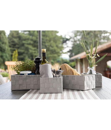 Set 4pz Contenitori Grigio Chiaro Scatola In Tessuto Organizer Portaoggetti 79060