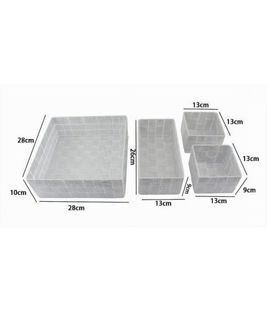 Set 4pz Contenitori Grigio Chiaro Scatola In Tessuto Organizer Portaoggetti 79060