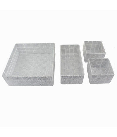 Set 4pz Contenitori Grigio Chiaro Scatola In Tessuto Organizer Portaoggetti 79060