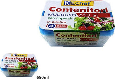 Set 4pz Contenitori Multiuso Rettangolare Con Coperchio In Plastica 650ml Cucina Casa, arredamento e bricolage > Cucina > Barattoli e Contenitori Trade Shop italia - Napoli, Commerciovirtuoso.it