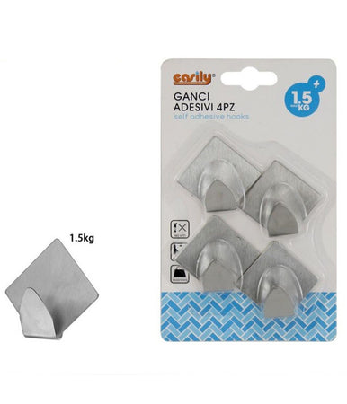 Set 4pz Ganci Appendini Adesivi Parete Casa Cucina Bagno Attaccapanni Rombi 59664