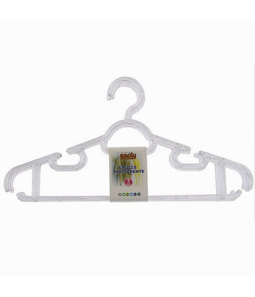 Set 4pz Grucce Stampelle Plastica Trasparente Appendiabiti Pantaloni Vestiti 87002