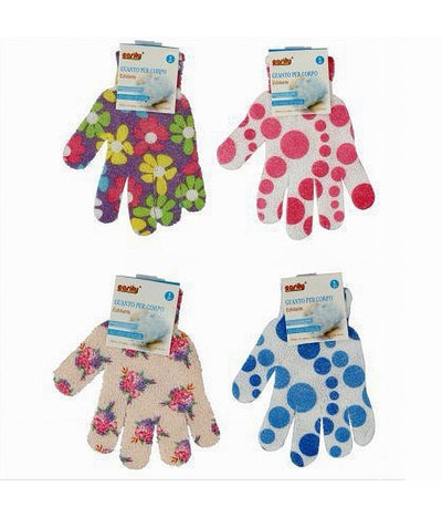 Set 4pz Guanto Doccia Bagno Massaggio Esfoliante Pelle Corpo Varie Fantasie 79285