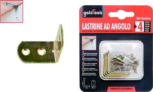 Set 4pz Lastrina Lastrine Ad Angolo Forma L 30x18x2mm Con Viti Per Mobili 91216 Fai da te/Ferramenta/Staffe e supporti per mensole Trade Shop italia - Napoli, Commerciovirtuoso.it