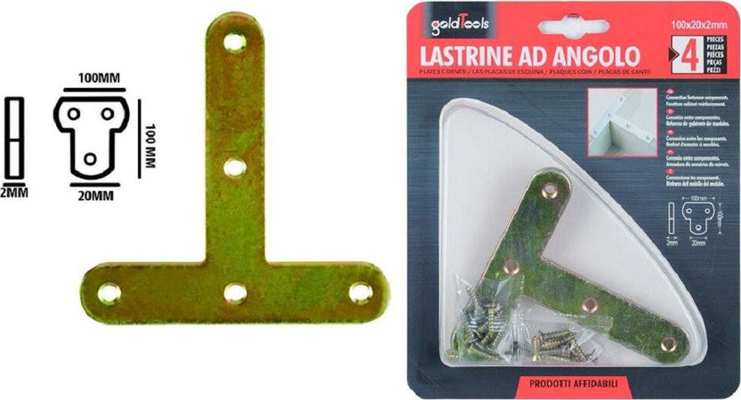 Set 4pz Lastrina Lastrine Ad Angolo Forma T 100x20x2mm Con Viti Per Mobili 91225 Fai da te/Ferramenta/Chiodi viti ed elementi di fissaggio/Staffa Trade Shop italia - Napoli, Commerciovirtuoso.it