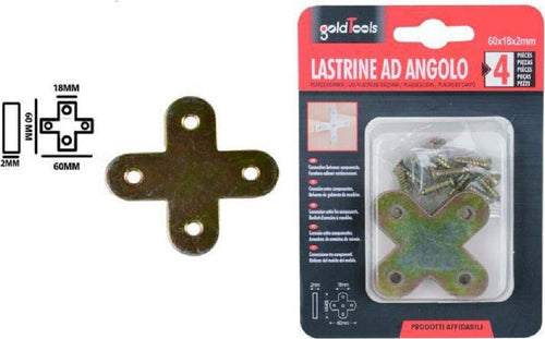 Set 4pz Lastrina Lastrine Ad Angolo Forma X 60x18x2mm Con Viti Per Mobili 91232 Fai da te/Ferramenta/Chiodi viti ed elementi di fissaggio/Staffa Trade Shop italia - Napoli, Commerciovirtuoso.it