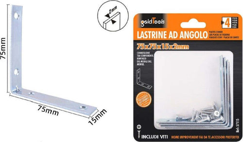 Set 4pz Lastrine Ad Angolo Lastrina Angolare 75x75x15x2 Mm Con Viti Mobili 57115 Fai da te/Ferramenta/Chiodi viti ed elementi di fissaggio/Staffa Trade Shop italia - Napoli, Commerciovirtuoso.it