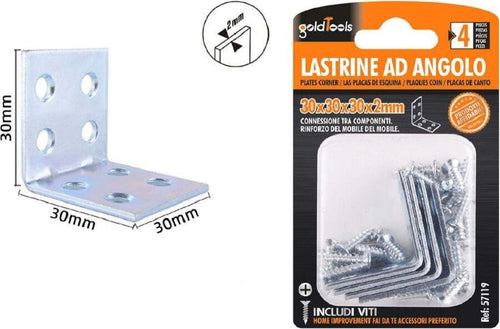 Set 4pz Lastrine Lastrina Ad Angolo Angolare 30x30x30x2mm Con Viti Mobili 57119 Fai da te/Ferramenta/Chiodi viti ed elementi di fissaggio/Staffa Trade Shop italia - Napoli, Commerciovirtuoso.it