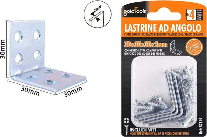 Set 4pz Lastrine Lastrina Ad Angolo Angolare 30x30x30x2mm Con Viti Mobili 57119 Fai da te/Ferramenta/Chiodi viti ed elementi di fissaggio/Staffa Trade Shop italia - Napoli, Commerciovirtuoso.it