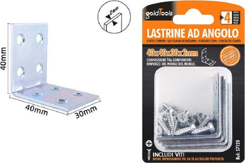 Set 4pz Lastrine Lastrina Ad Angolo Angolare 40x40x30x2 Mm Con Viti Mobili 57120 Fai da te/Ferramenta/Chiodi viti ed elementi di fissaggio/Staffa Trade Shop italia - Napoli, Commerciovirtuoso.it