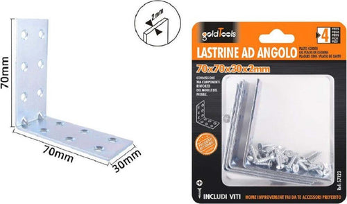 Set 4pz Lastrine Lastrina Ad Angolo Angolare 70x70x30x2 Mm Con Viti Mobili 57123 Fai da te/Ferramenta/Chiodi viti ed elementi di fissaggio/Staffa Trade Shop italia - Napoli, Commerciovirtuoso.it