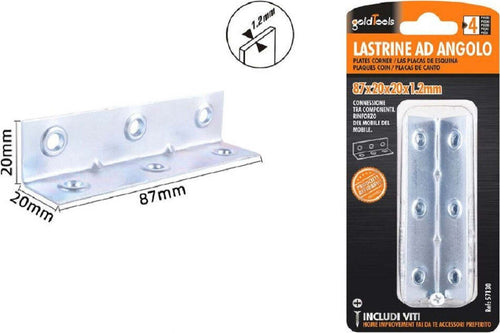 Set 4pz Lastrine Lastrina Ad Angolo Angolare 87x20x20x1.2 Mm Viti Mobili 57130 Fai da te/Ferramenta/Chiodi viti ed elementi di fissaggio/Staffa Trade Shop italia - Napoli, Commerciovirtuoso.it