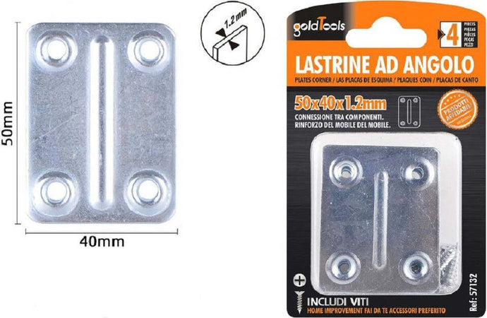 Set 4pz Lastrine Lastrina Piastra Di Giunzione 50x40x1.2mm Con Viti Mobili 57132 Fai da te/Ferramenta/Chiodi viti ed elementi di fissaggio/Staffa Trade Shop italia - Napoli, Commerciovirtuoso.it
