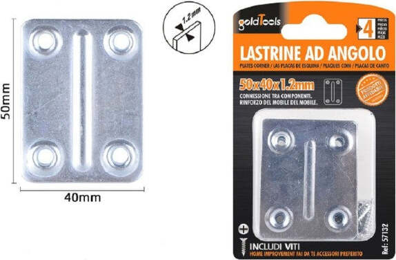 Set-4pz-Lastrine-Lastrina-Piastra-Di-Giunzione-50x40x1.2mm-Con-Viti-Mobili-57132