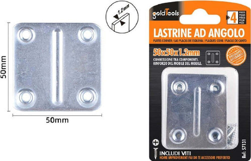 Set 4pz Lastrine Lastrina Piastra Di Giunzione 50x50x1.2mm Con Viti Mobili 57131 Fai da te/Ferramenta/Chiodi viti ed elementi di fissaggio/Staffa Trade Shop italia - Napoli, Commerciovirtuoso.it