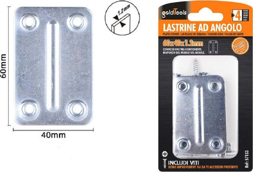 Set 4pz Lastrine Lastrina Piastra Di Giunzione 60x40x1.2mm Con Viti Mobili 57133 Fai da te/Ferramenta/Chiodi viti ed elementi di fissaggio/Staffa Trade Shop italia - Napoli, Commerciovirtuoso.it