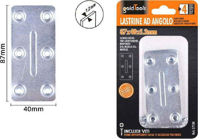 Set 4pz Lastrine Lastrina Piastra Di Giunzione 87x40x1.2mm Con Viti Mobili 57134 Fai da te/Ferramenta/Chiodi viti ed elementi di fissaggio/Staffa Trade Shop italia - Napoli, Commerciovirtuoso.it