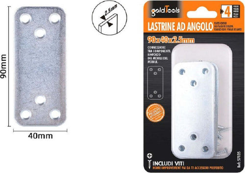 Set 4pz Lastrine Lastrina Piastra Di Giunzione 90x40x2.5mm Con Viti Mobili 57135 Fai da te/Ferramenta/Chiodi viti ed elementi di fissaggio/Staffa Trade Shop italia - Napoli, Commerciovirtuoso.it