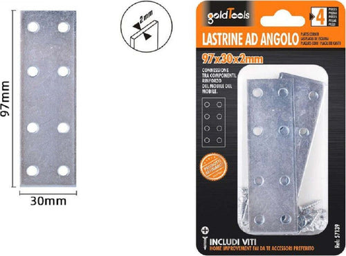 Set 4pz Lastrine Lastrina Piastra Di Giunzione 97x30x2 Mm Con Viti Mobili 57139 Fai da te/Ferramenta/Chiodi viti ed elementi di fissaggio/Staffa Trade Shop italia - Napoli, Commerciovirtuoso.it