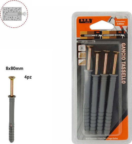 Set 4pz. Tasselli Fisher Viti Vite Chiodi Gancio Tassello Misura 8 X 80 Mm 69054 Casa, arredamento e bricolage > Bricolage e fai da te > Minuteria Trade Shop italia - Napoli, Commerciovirtuoso.it