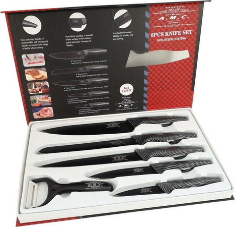 Set 5 Coltelli Da Cucina In Acciaio Effetto Carbonio Piu Pelapatate Casa, arredamento e bricolage > Cucina > Coltelli Trade Shop italia - Napoli, Commerciovirtuoso.it